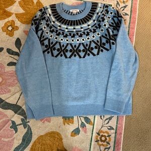 Joe Fresh Blue Nordic Pattern Women's Sweater